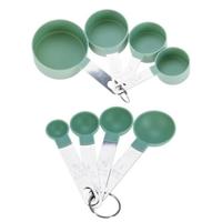 Maatschepjes/maatlepeltjes Set 8 stuks Kunststof & RVS Groen Keukenmaatlepels