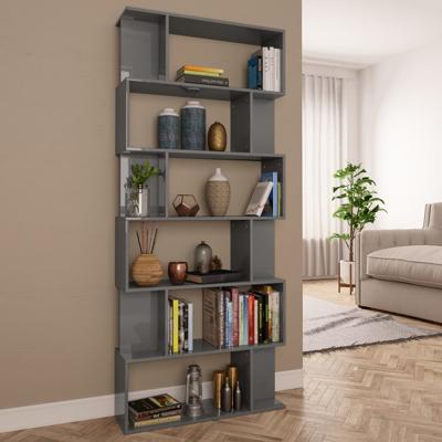 vidaXL Boekenkast/kamerscherm 80x24x192 cm hoogglans grijs