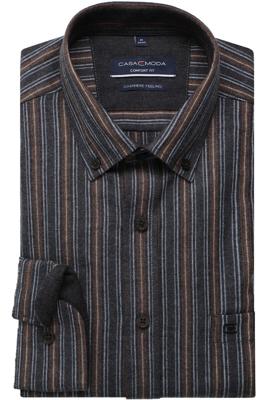 Casa Moda Casual Comfort Fit Overhemd grijs, Gestreept