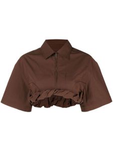 Jacquemus haut crop Silma à ourlet retroussé - Marron