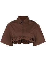 Jacquemus haut crop Silma à ourlet retroussé - Marron