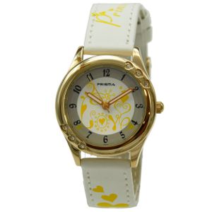 Coolwatch P.2546 33H120077 Kinderhorloge Annemiek staal/leder wit-geel 28 mm