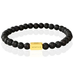 Memphis Kralen Armband Lavasteen & Gold