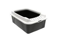 Rotho MyPet Eco Bonnie kattenbak met top-ingang, kunststof (PP gerecycled), zwart/wit, M, 57,2 x 39,3 x 20,9 cm
