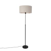 QAZQA Vloerlamp zwart verstelbaar met kap lichtgrijs 50 cm - Parte