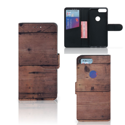 Alcatel 1S (2019) Book Style Case Old Wood