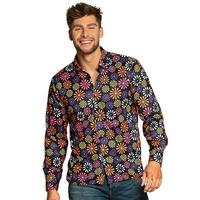 Boland - Shirt Flower Power, voor heren, shirt, top, voor volwassenen, bloemen shirt, Hawaiian shirt, hippie, jaren 70, themafeest, carnaval, Schlermove, verkleedkleding, kostuum