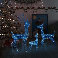 Kerstversiering rendierfamilie 300 LED's blauw acryl - thumbnail