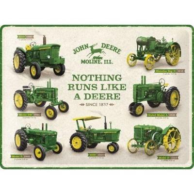 John Deere Model Chart Metalen Wandplaat 30x40cm