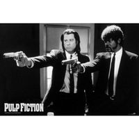 Poster Pulp Fiction film zwart/wit guns - thumbnail