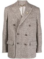 Golden Goose double-breasted chevron-knit blazer - Marron - thumbnail