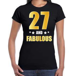 27 and fabulous verjaardag cadeau shirt / kleding 27 jaar zwart met goud voor dames 2XL  -