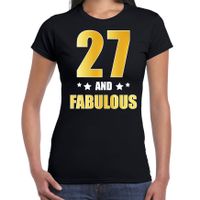 27 and fabulous verjaardag cadeau shirt / kleding 27 jaar zwart met goud voor dames 2XL  - - thumbnail