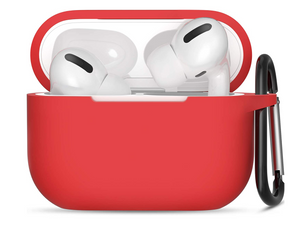 Hoesje geschikt voor Apple Airpods Pro - Softcase - Sleutelhanger - Cover - Extra dun - Siliconen - Rood