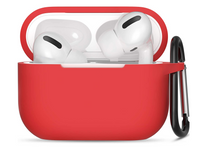 Hoesje geschikt voor Apple Airpods Pro - Softcase - Sleutelhanger - Cover - Extra dun - Siliconen - Rood - thumbnail