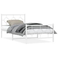 Bedframe met hoofd- en voeteneinde metaal wit 100x190 cm