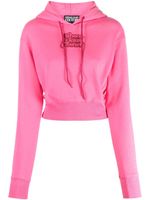 Versace Jeans Couture hoodie crop à logo brodé - Rose - thumbnail