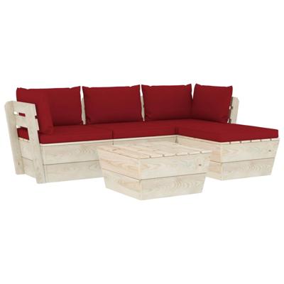 vidaXL 5-delige Loungeset met kussens pallet vurenhout
