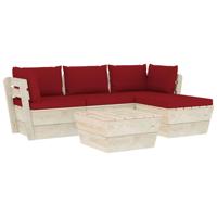vidaXL 5-delige Loungeset met kussens pallet vurenhout