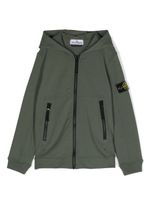 Stone Island Junior hoodie zippé à patch Compass - Vert - thumbnail