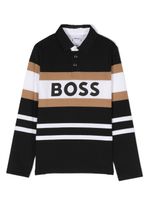 BOSS Kidswear striped logo-print polo shirt - Noir