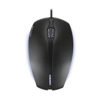 CHERRY GENTIX Corded Optical Illuminated Mouse, bedrade muis met 3 knoppen en optische 1000 dpi sensor, geschikt voor rechts- en linkshandigen, blauwe verlichting, zwart
