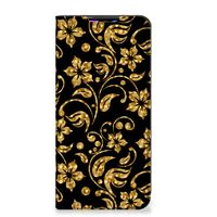 Xiaomi Redmi 9 Smart Cover Gouden Bloemen - thumbnail