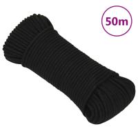 VidaXL Werktouw 3 mm 50 m polyester zwart - thumbnail