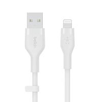 Belkin BoostCharge Flex siliconen USB Type A/Lightning-kabel (3 m), MFi-gecertificeerde laadkabel voor iPhone 14/14 Plus, 13, 12, Pro, Max, mini, SE, iPad en meer – Wit