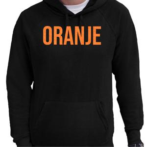 Koningsdag hoodie voor heren - oranje - zwart - met glitters - feestkleding