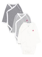 Petit Bateau lot de bodys en coton à rayures - Blanc