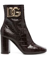 Dolce & Gabbana bottines à plaque logo 90 mm - Marron