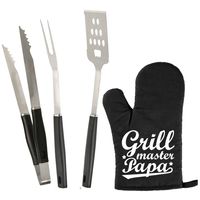 BBQ/barbecue gereedschap set 3-delig RVS met BBQ handschoen Grillmaster papa