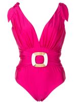 PatBO maillot de bain ceinturé à col plongeant - Rose