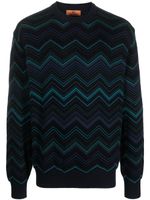 Missoni zig-zag pattern cotton-blend jumper - Bleu