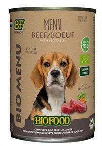 BIOFOOD ORGANIC HOND RUND MENU BLIK 12X400 GR