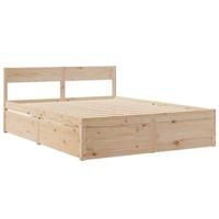 vidaXL Bedframe met lades massief grenenhout 140x200 cm, bed, bed ombouw, boxspring, bedbodem, slaapkamermeubel, 2 persoonsbed, tweepersoonsbed