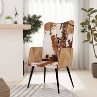 Fauteuil harig echt leer bruin en wit