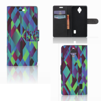 Huawei Y635 Book Case Abstract Green Blue