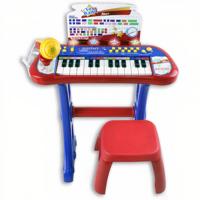 Bontempi keyboard junior 20 cm rood/blauw 4 delig