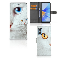 OPPO A17 Telefoonhoesje met Pasjes Witte Kat