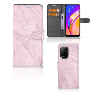 OPPO Reno5 Z | A94 5G Bookcase Marble Pink - Origineel Cadeau Vriendin