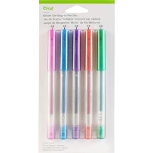 Cricut Explore/Maker Medium Point Gel 5-Pack Glitter Brights Stiftset Glittereffect, Rood, Groen, Roze, Violet, Blauw