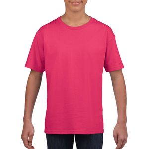 Roze basic t-shirt met ronde hals voor kinderen / unisex van katoen