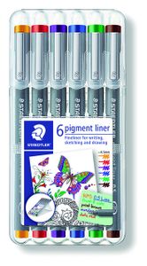 Fineliner Staedtler Pigment 308 assorti 0.5mm set ÃƒÆ' 6st assorti