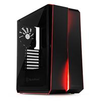 SilverStone SST-RL07B-G - Red Line Midi Tower gaming behuizing, witte led-ventilator, ATX, volledig gehard glas, zwart