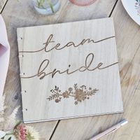 Gastenboek Bruiloft 'Team Bride' Vintage Rustiek Hout - thumbnail