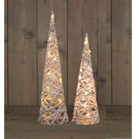 LED kegels - 2x st - H40 en H60 cm - warm wit - glitter kerstboom lampen