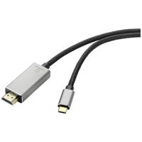 Renkforce RF-4995152 HDMI-kabel USB-C / HDMI Adapterkabel USB-C stekker, HDMI-A-stekker 3.00 m Zwart 8K UHD