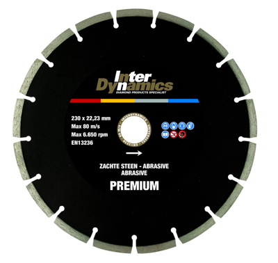 InterDynamics 315230 Premium Diamantdoorslijpschijf 230 x 22,23 x 2,7mm zachte steen InterDynamics 315230 Premium Diamantdoorslijpschijf 230 x 22,23 x 2,7mm zachte steen